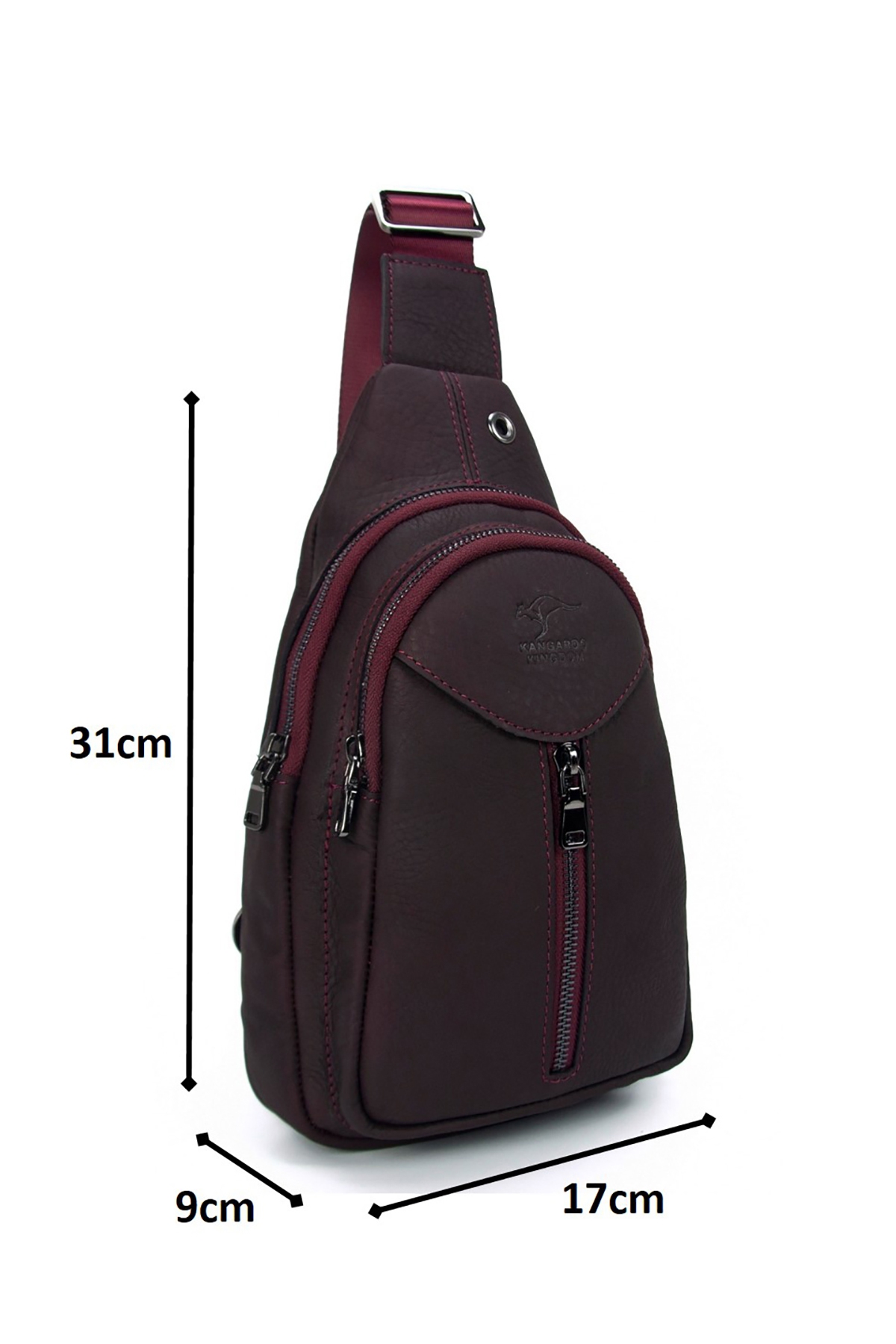 KANGAROO%20KINGDOM%20Hakiki%20Dana%20Deri%20Bordo%20Erkek%20Postacı%20Sırt%20Çantası%201012-B