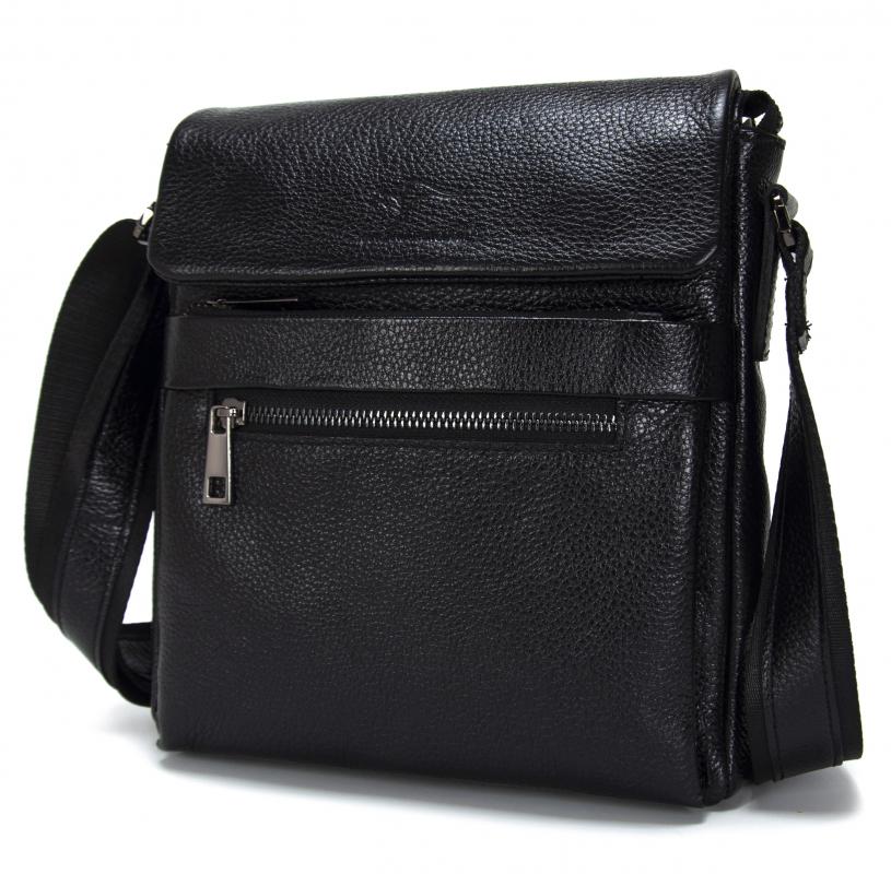 KANGAROO KINGDOM Hakiki Dana Deri Siyah Erkek Postacı Çantası 1368-S