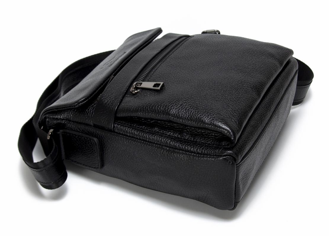 KANGAROO KINGDOM Hakiki Dana Deri Siyah Erkek Postacı Çantası 1368-S