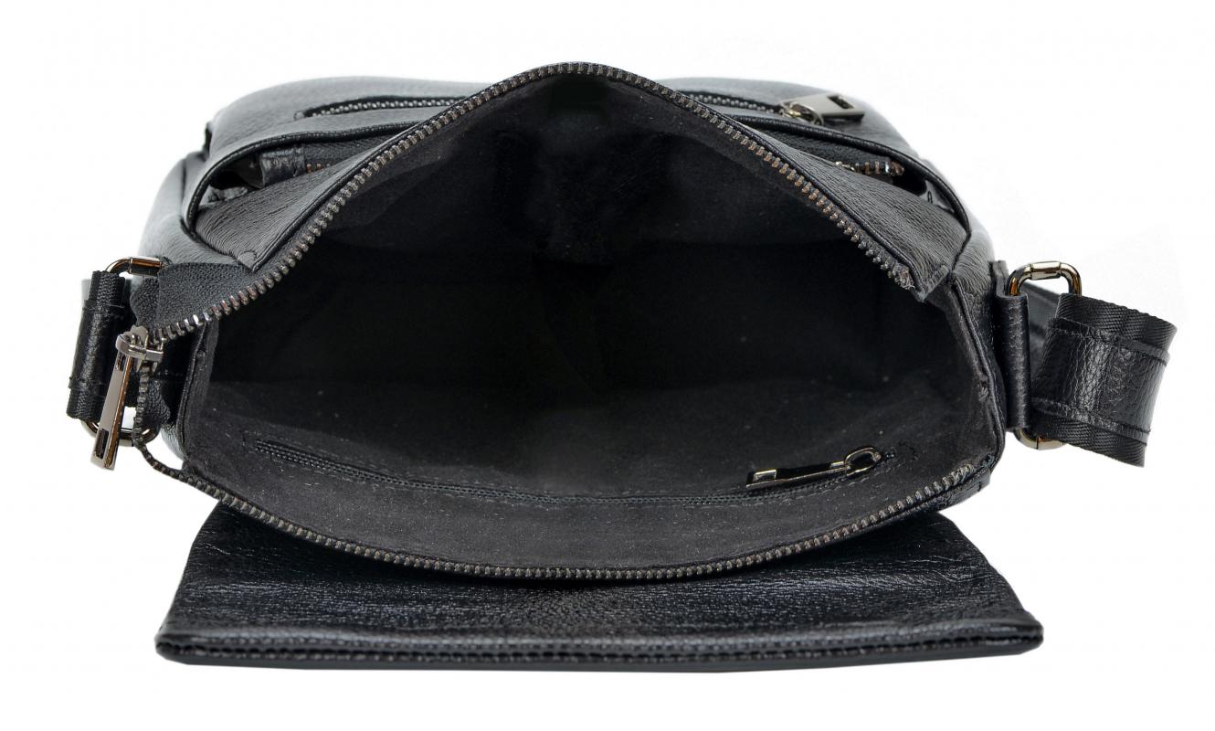 KANGAROO KINGDOM Hakiki Dana Deri Siyah Erkek Postacı Çantası 1368-S