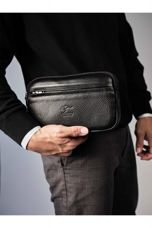 KANGAROO KINGDOM Hakiki Dana Deri Lacivert Erkek Portföy & Clutch El Çantası 1530-L