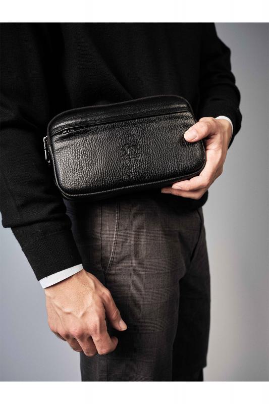 KANGAROO KINGDOM Hakiki Dana Deri Lacivert Erkek Portföy & Clutch El Çantası 1530-L