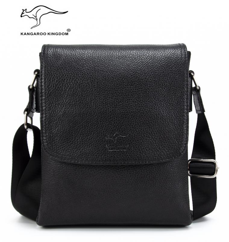 KANGAROO KINGDOM Hakiki Dana Deri Koyu Kahverengi Büyük Boy Erkek Postacı Çantası 3122-K