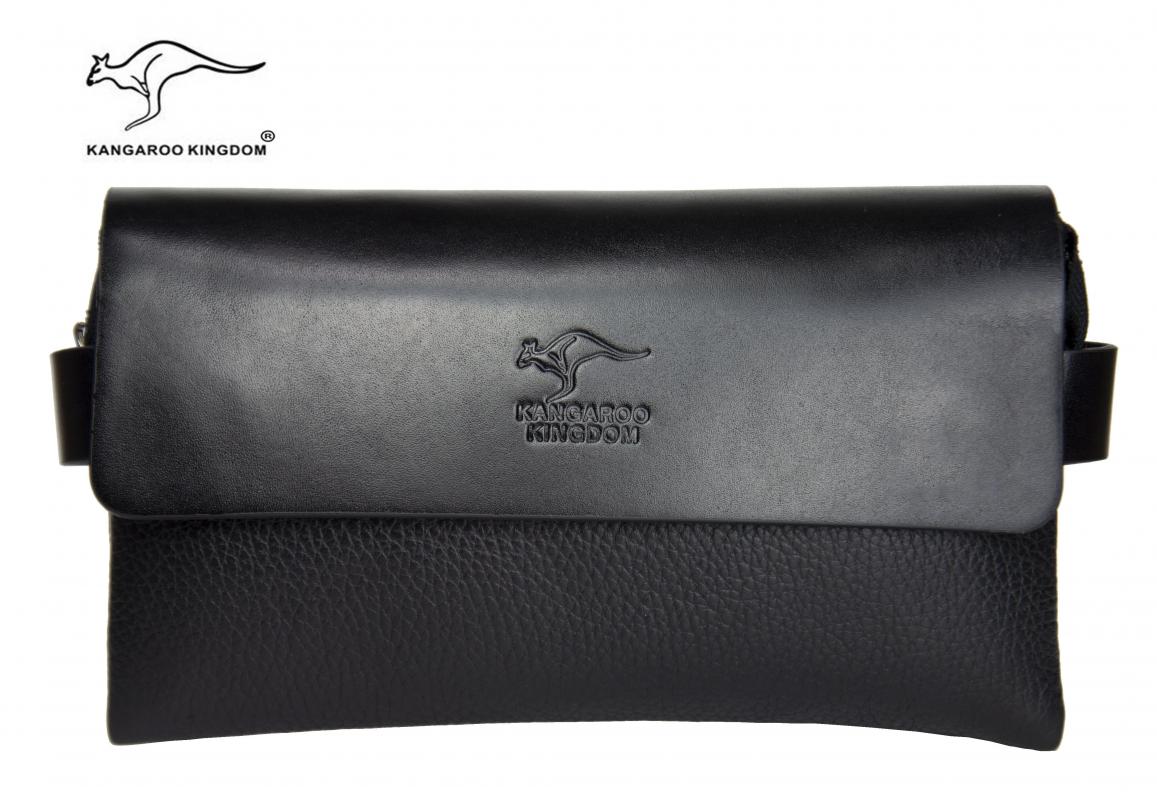 KANGAROO KINGDOM  Hakiki Dana Deri Lacivert Erkek Portföy & Clutch El Çantası 9288-L