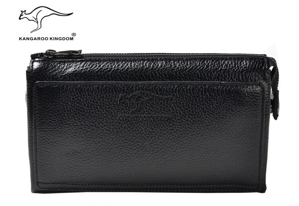KANGAROO KINGDOM  Hakiki Deri Lacivert Erkek Portföy & Clutch El Çantası 8822-L