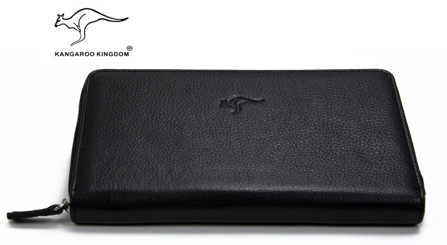 KANGAROO KINGDOM Hakiki Deri Koyu Kahverengi Erkek Portföy & Clutch El Çantası 9979-K