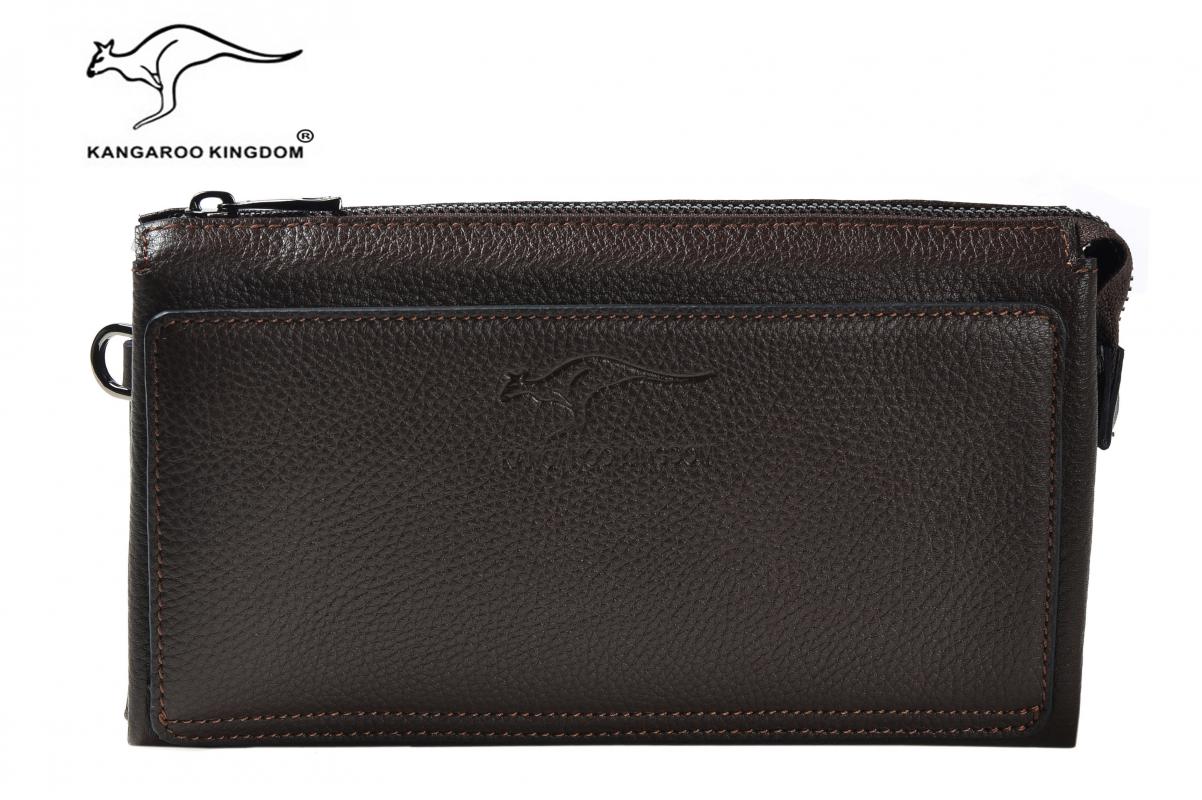 KANGAROO KINGDOM  Hakiki Deri Lacivert Erkek Portföy & Clutch El Çantası 8822-L