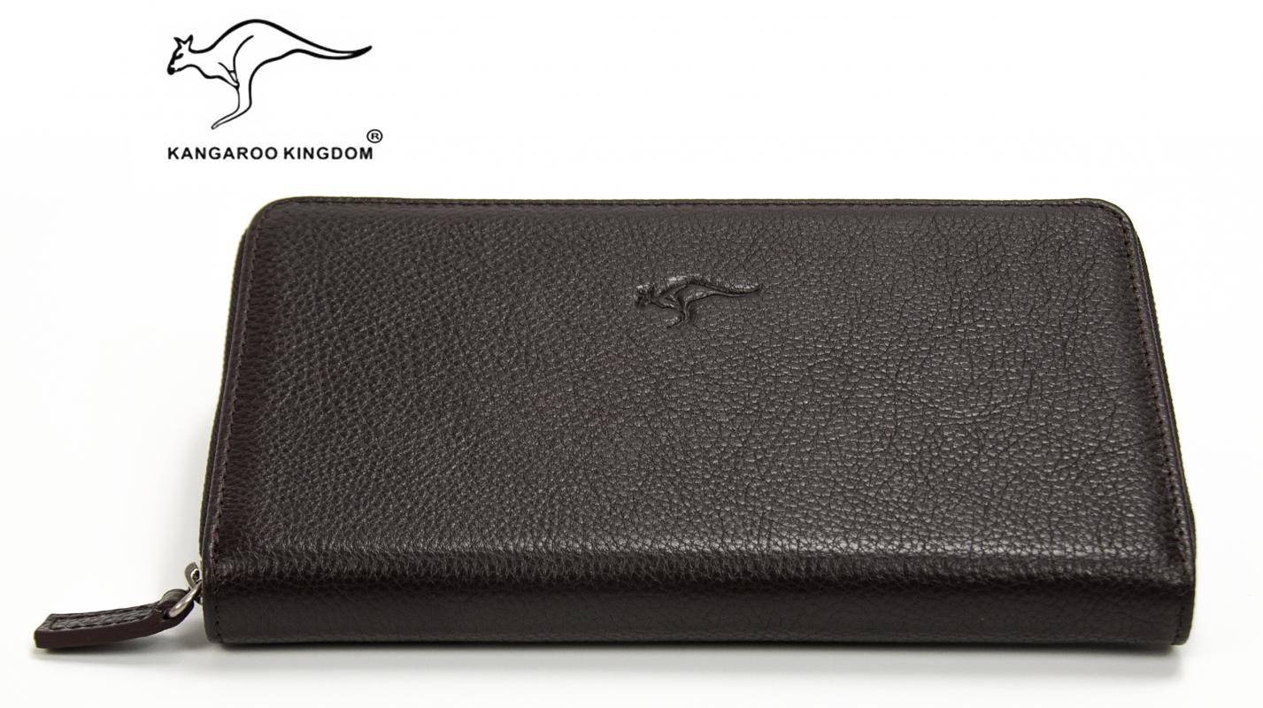 KANGAROO KINGDOM Hakiki Deri Koyu Kahverengi Erkek Portföy & Clutch El Çantası 9979-K