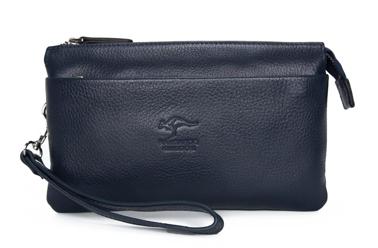 KANGAROO KINGDOM Hakiki Dana Deri Kroko Siyah Erkek El Portföy Clutch Çantası 5488-CS