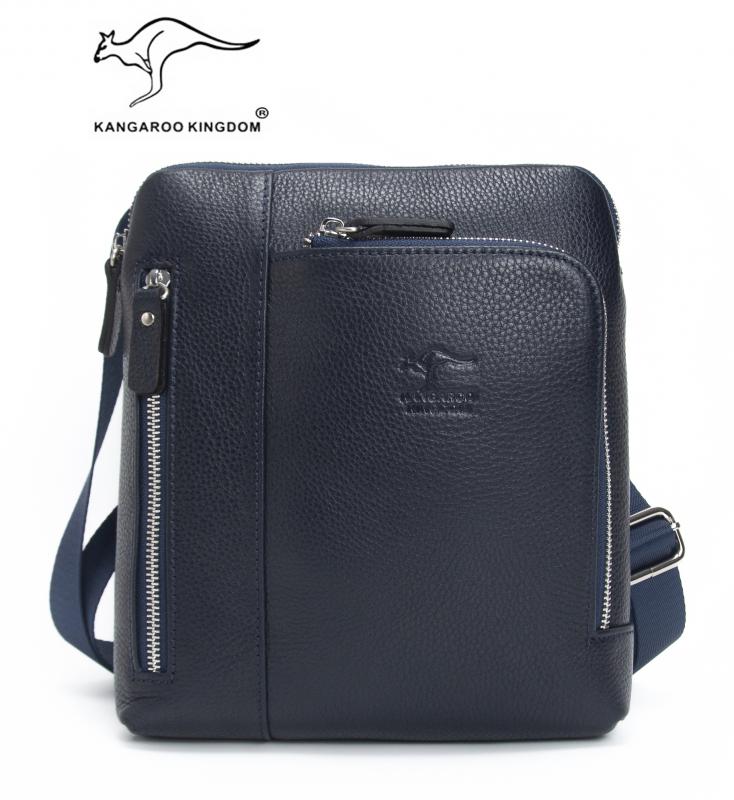 KANGAROO KINGDOM Hakiki Dana Deri Siyah Erkek Postacı Çantası 5969-S