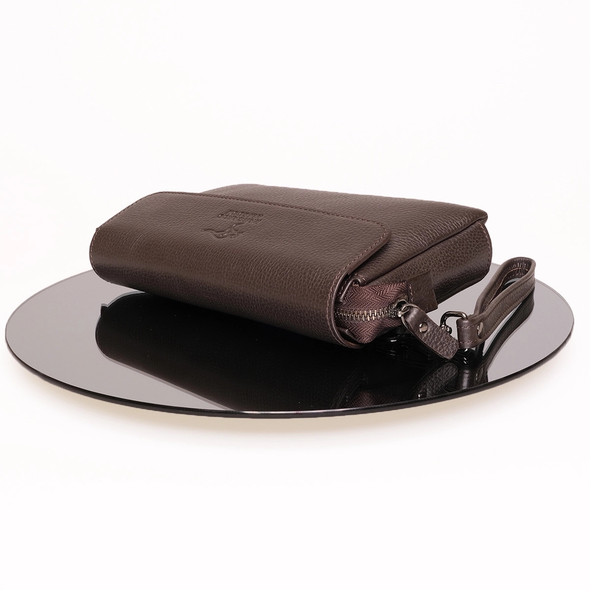 KANGAROO KINGDOM Hakiki Dana Deri Koyu Kahverengi Erkek Portföy & Clutch El Çantası 9985-K