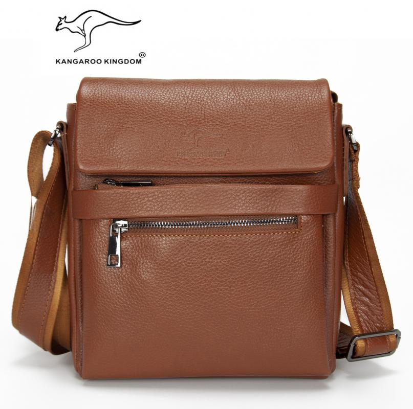 KANGAROO KINGDOM Hakiki Dana Deri Siyah Erkek Postacı Çantası 1368-S