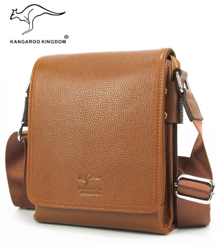 KANGAROO KINGDOM Hakiki Dana Deri Koyu Kahverengi Erkek Postacı Çantası 5512-K