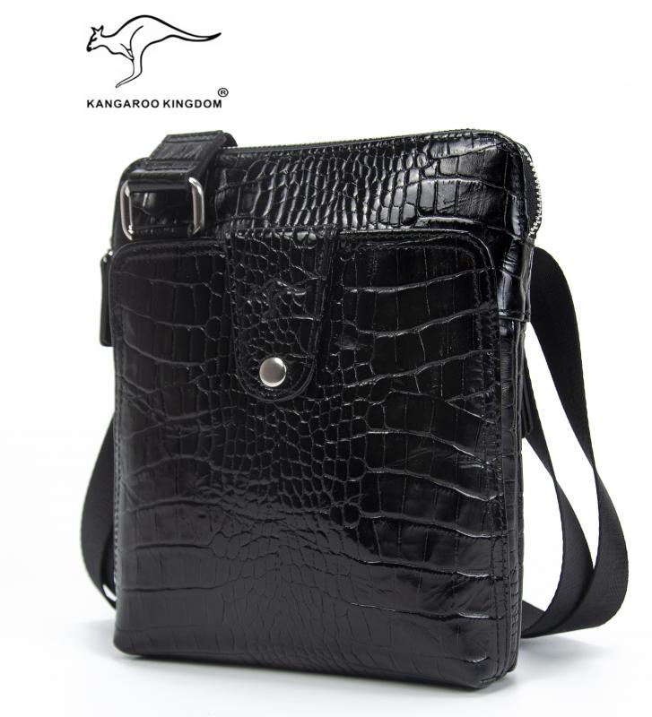 KANGAROO KINGDOM Hakiki Dana Deri Siyah Erkek Postacı Çantası 4544-S