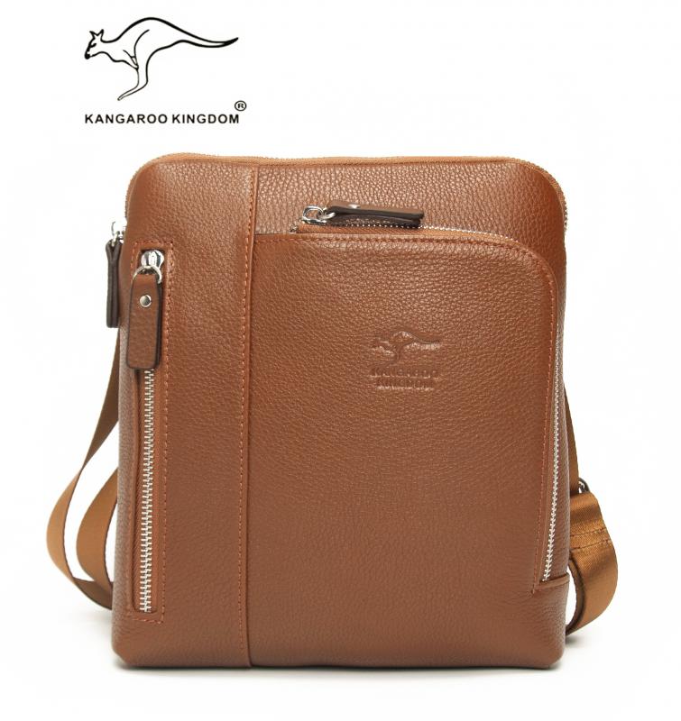 KANGAROO KINGDOM Hakiki Dana Deri Siyah Erkek Postacı Çantası 5969-S