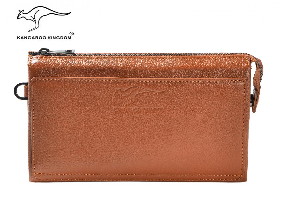 KANGAROO KINGDOM  Hakiki Deri Lacivert Erkek Portföy & Clutch El Çantası 8822-L