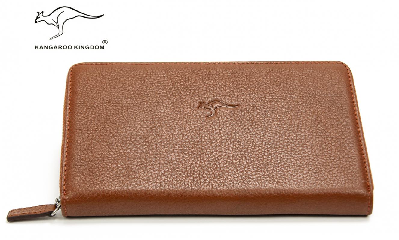 KANGAROO KINGDOM Hakiki Deri Koyu Kahverengi Erkek Portföy & Clutch El Çantası 9979-K