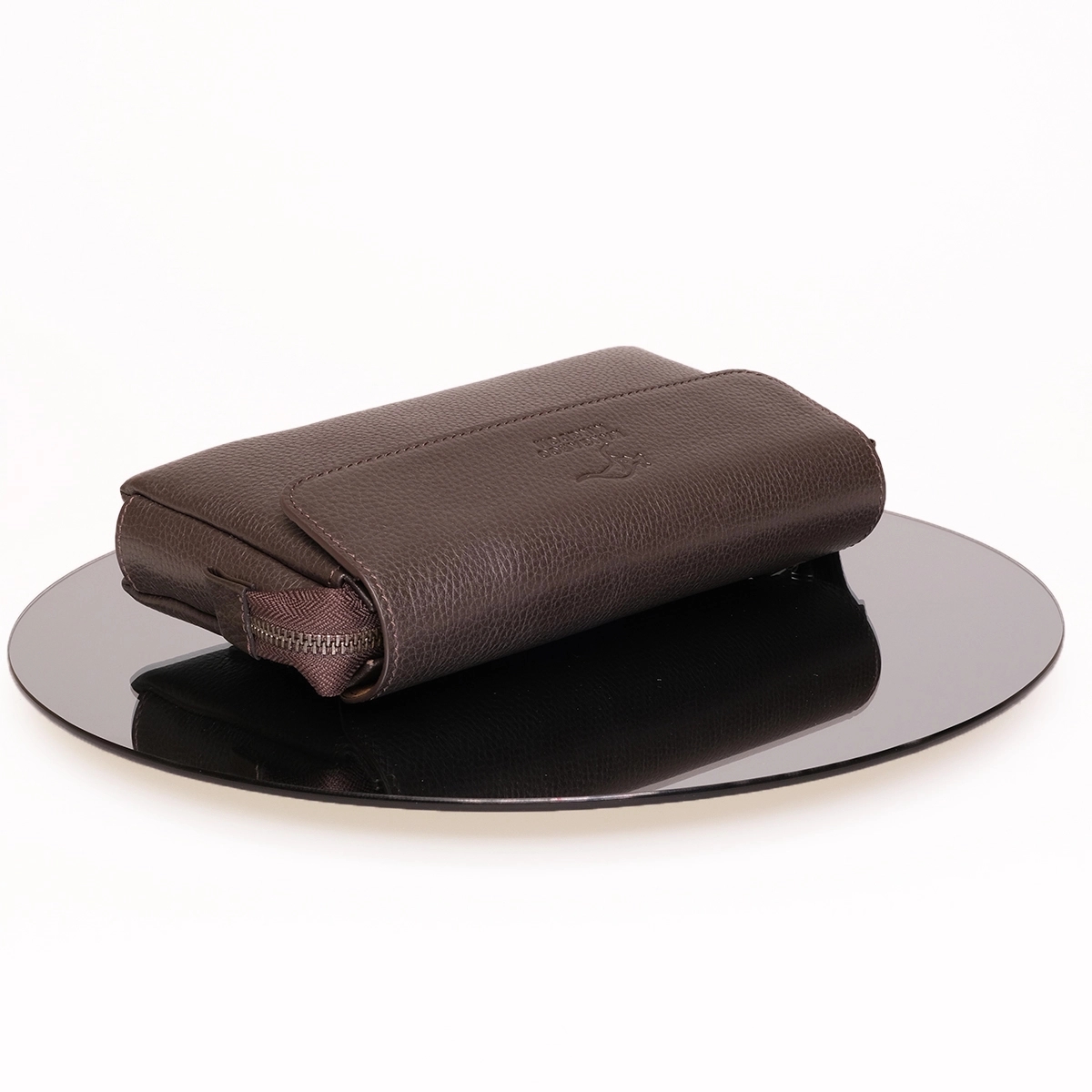 KANGAROO KINGDOM Hakiki Dana Deri Koyu Kahverengi Erkek Portföy & Clutch El Çantası 9985-K