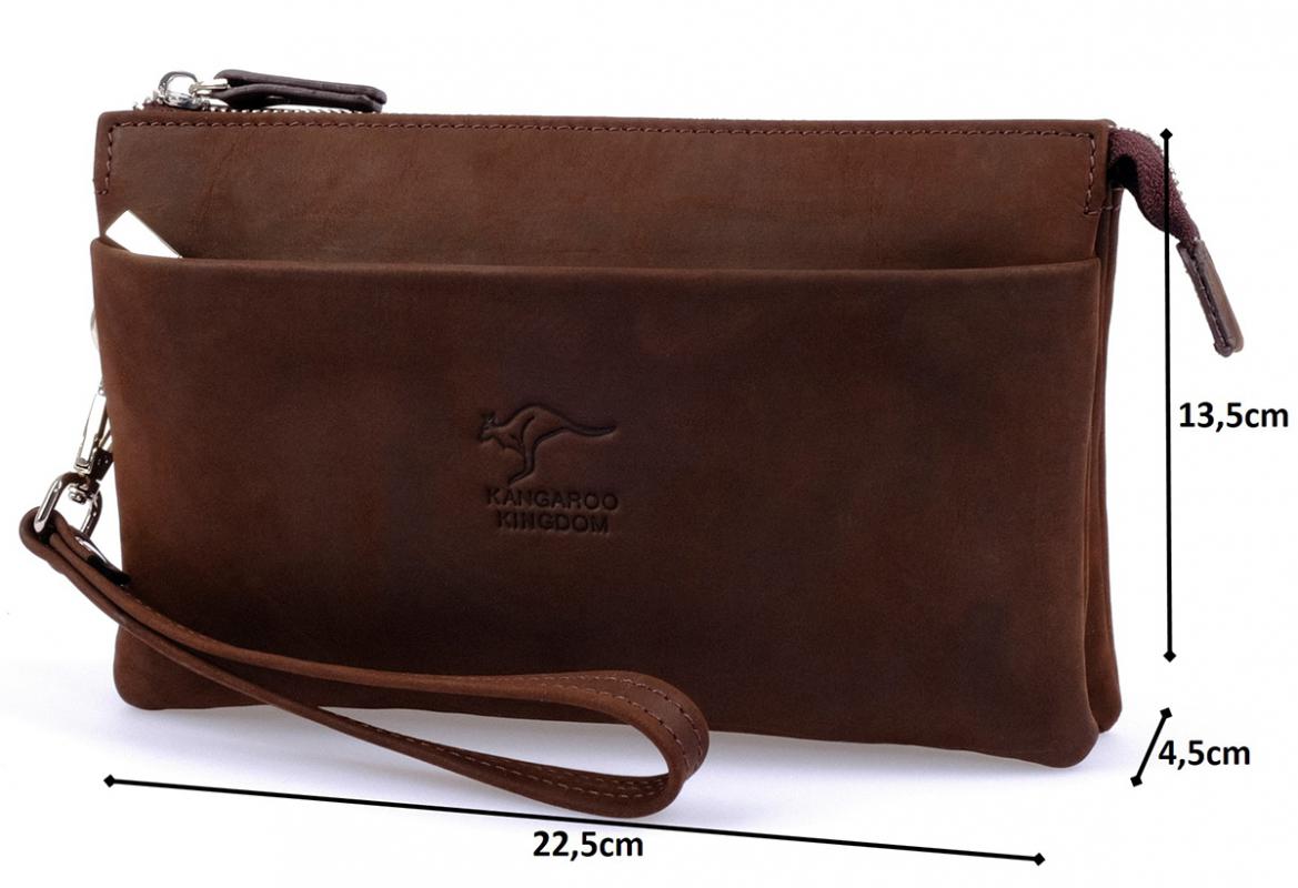 KANGAROO%20KINGDOM%20Hakiki%20Dana%20Deri%20Crazy%20Horse%20Koyu%20Kahverengi%20Erkek%20El%20Portföy%20Clutch%20Çantası%205488-ZK