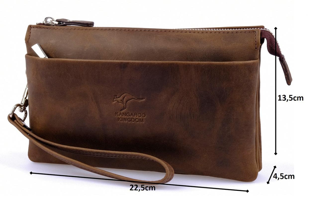 KANGAROO%20KINGDOM%20Hakiki%20Dana%20Deri%20Crazy%20Horse%20Koyu%20Camel%20Erkek%20El%20Portföy%20Clutch%20Çantası%205488-ZKC