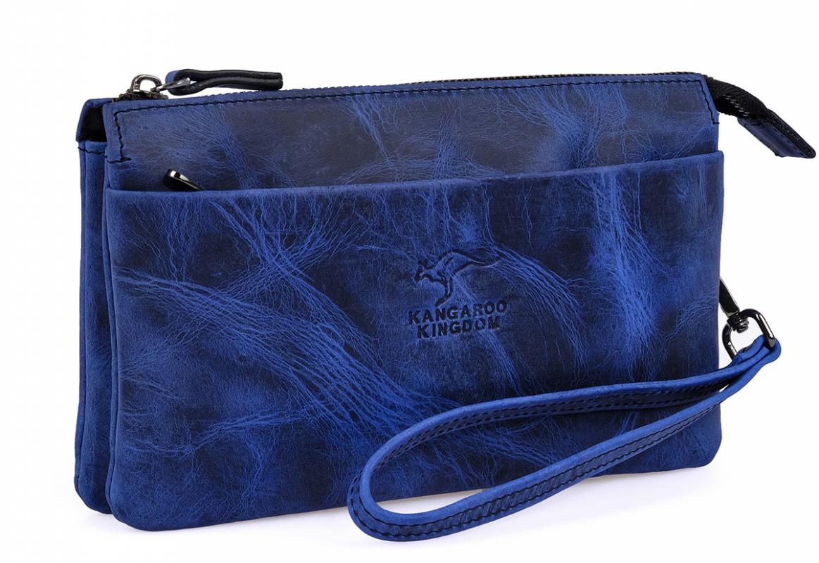 KANGAROO%20KINGDOM%20Hakiki%20Dana%20Deri%20Crazy%20Horse%20Mavi%20Unisex%20El%20Portföy%20Clutch%20Çantası%205488-ZM