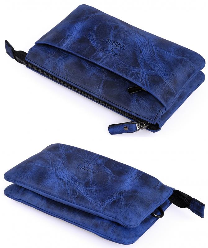 KANGAROO%20KINGDOM%20Hakiki%20Dana%20Deri%20Crazy%20Horse%20Mavi%20Unisex%20El%20Portföy%20Clutch%20Çantası%205488-ZM