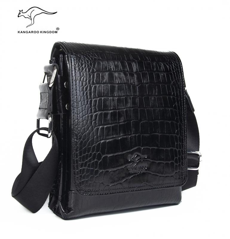 KANGAROO KINGDOM Hakiki Dana Deri Koyu Kahverengi Erkek Postacı Çantası 5512-K