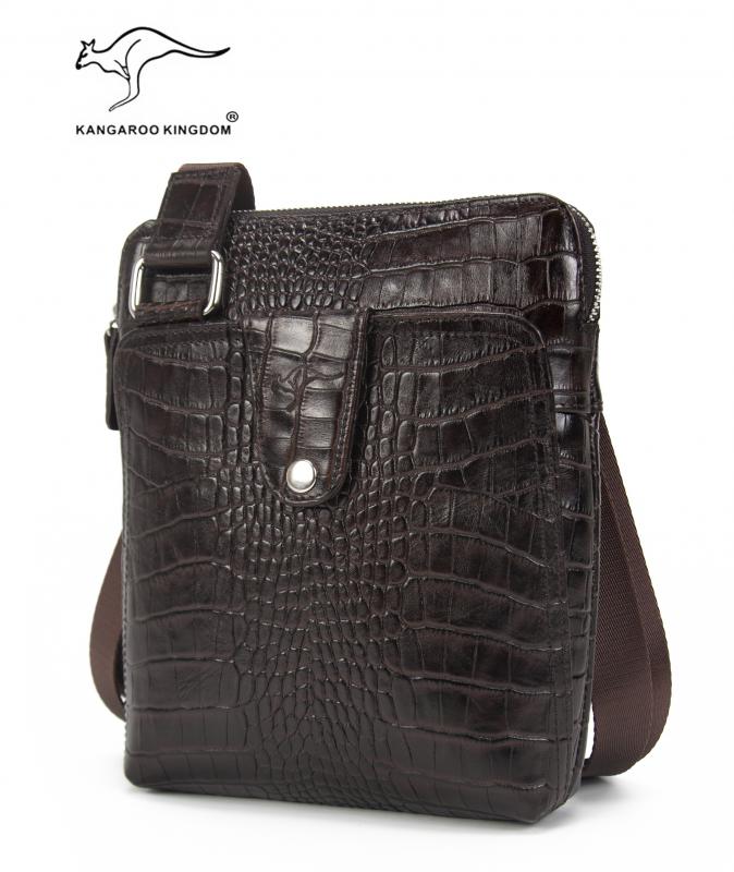 KANGAROO KINGDOM Hakiki Dana Deri Siyah Erkek Postacı Çantası 4544-S