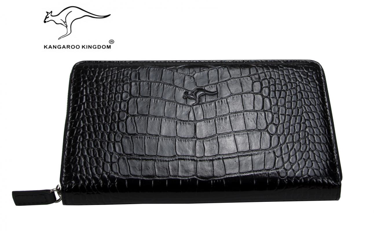 KANGAROO KINGDOM Hakiki Deri Koyu Kahverengi Erkek Portföy & Clutch El Çantası 9979-K