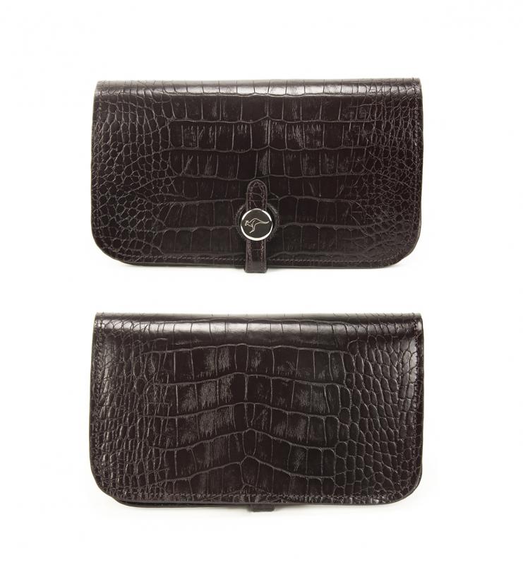 KANGAROO KINGDOM Hakiki Dana Deri Bordo Kadın Portföy & Clutch El Çanta 8744-B