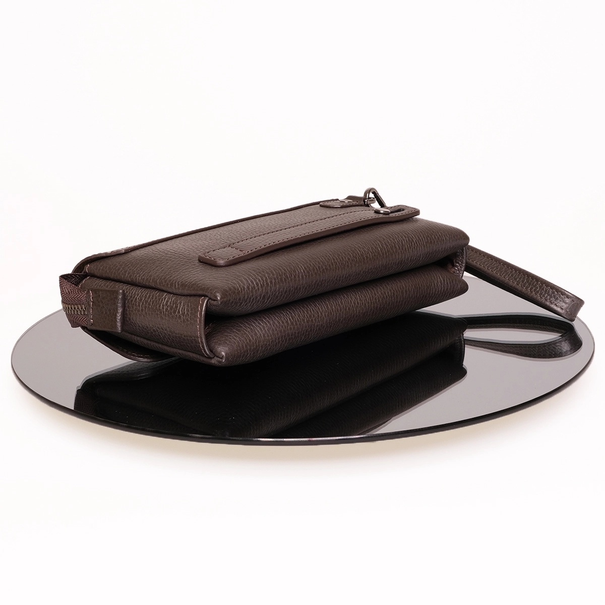 KANGAROO KINGDOM Hakiki Dana Deri Koyu Kahverengi Erkek Portföy & Clutch El Çantası 9985-K