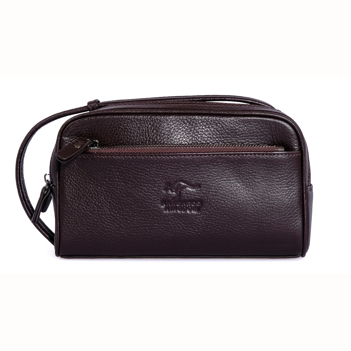 KANGAROO KINGDOM %100 Hakiki Dana Deri Koyu Kahverengi Erkek Portföy & Clutch El Çantası 6466-K