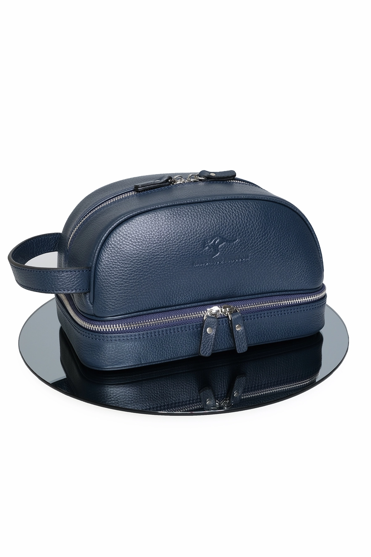 KANGAROO KINGDOM Seyahat Organizatörü Portföy El Çantası Hakiki Dana Derisi Lacivert 6577-FL