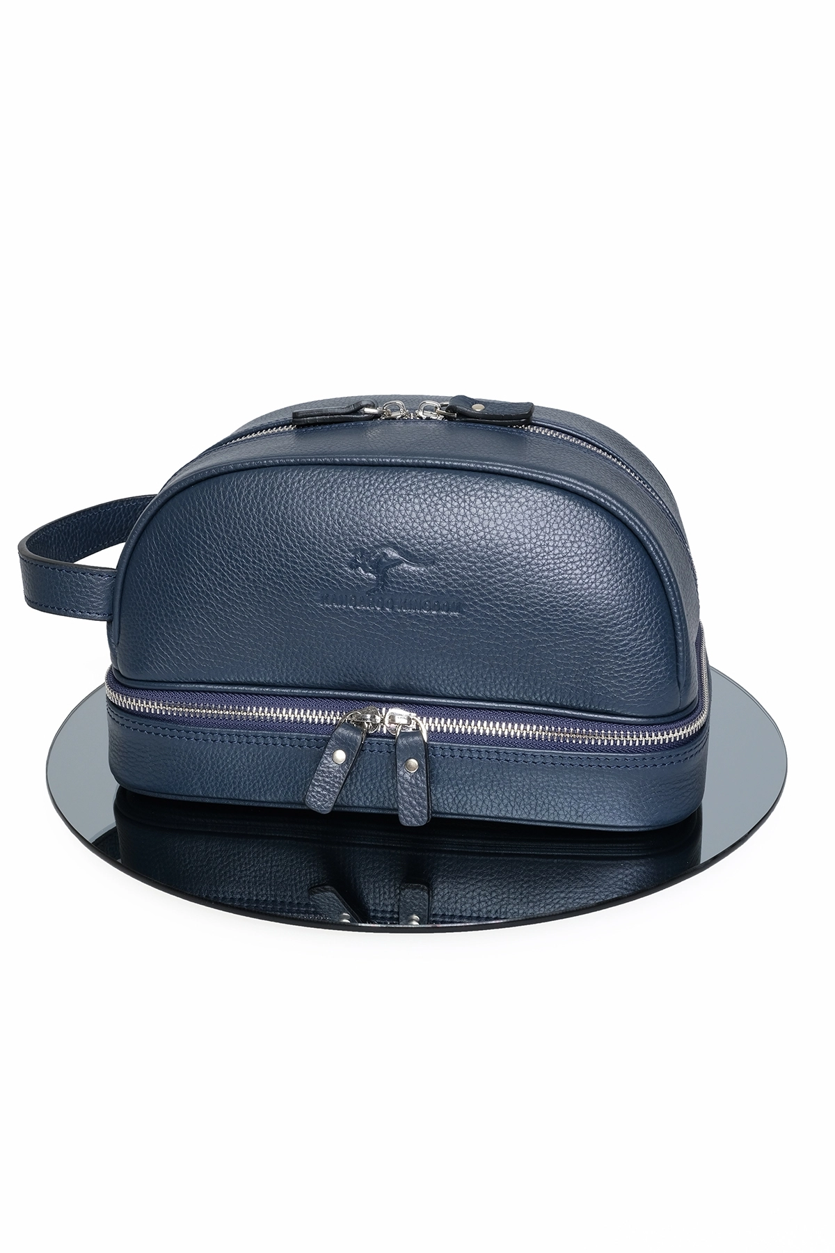 KANGAROO KINGDOM Seyahat Organizatörü Portföy El Çantası Hakiki Dana Derisi Lacivert 6577-FL