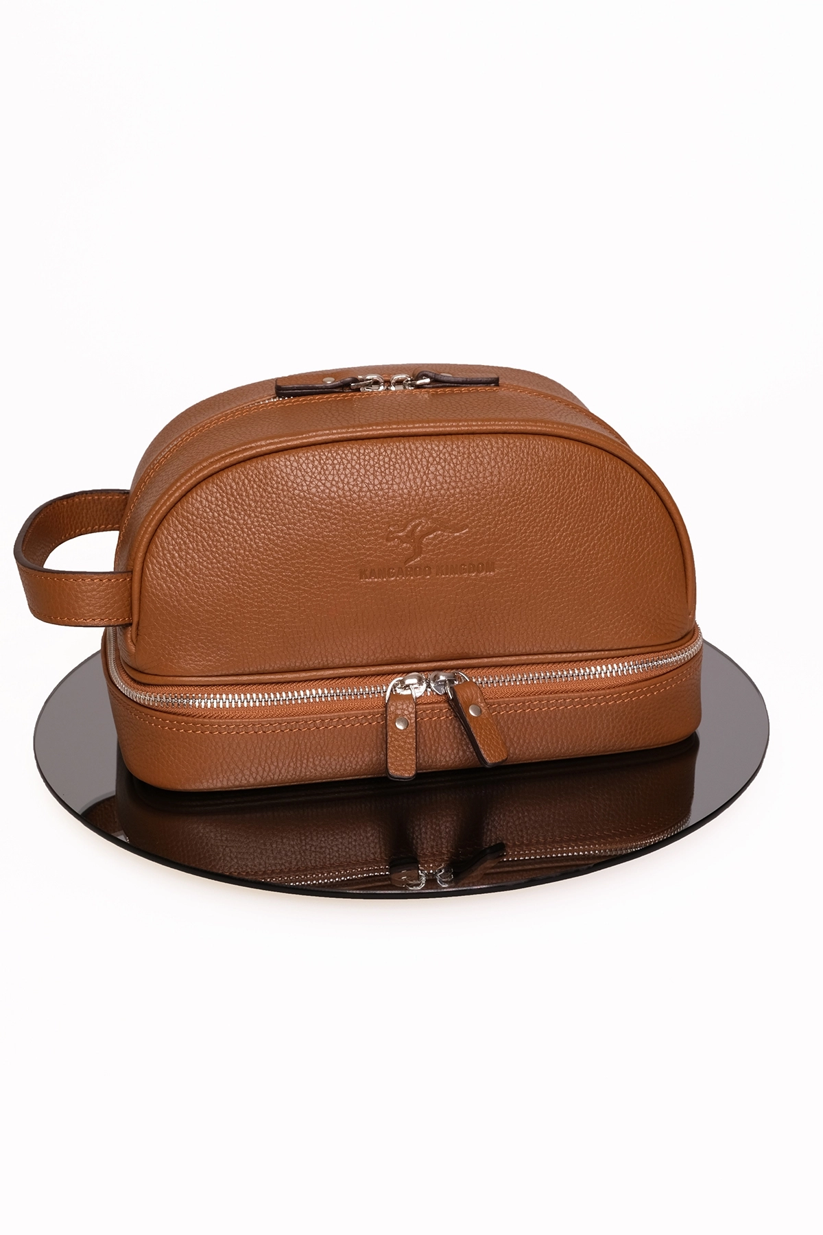 KANGAROO KINGDOM Seyahat Organizatörü Portföy El Çantası Hakiki Dana Derisi Taba 6577-FT