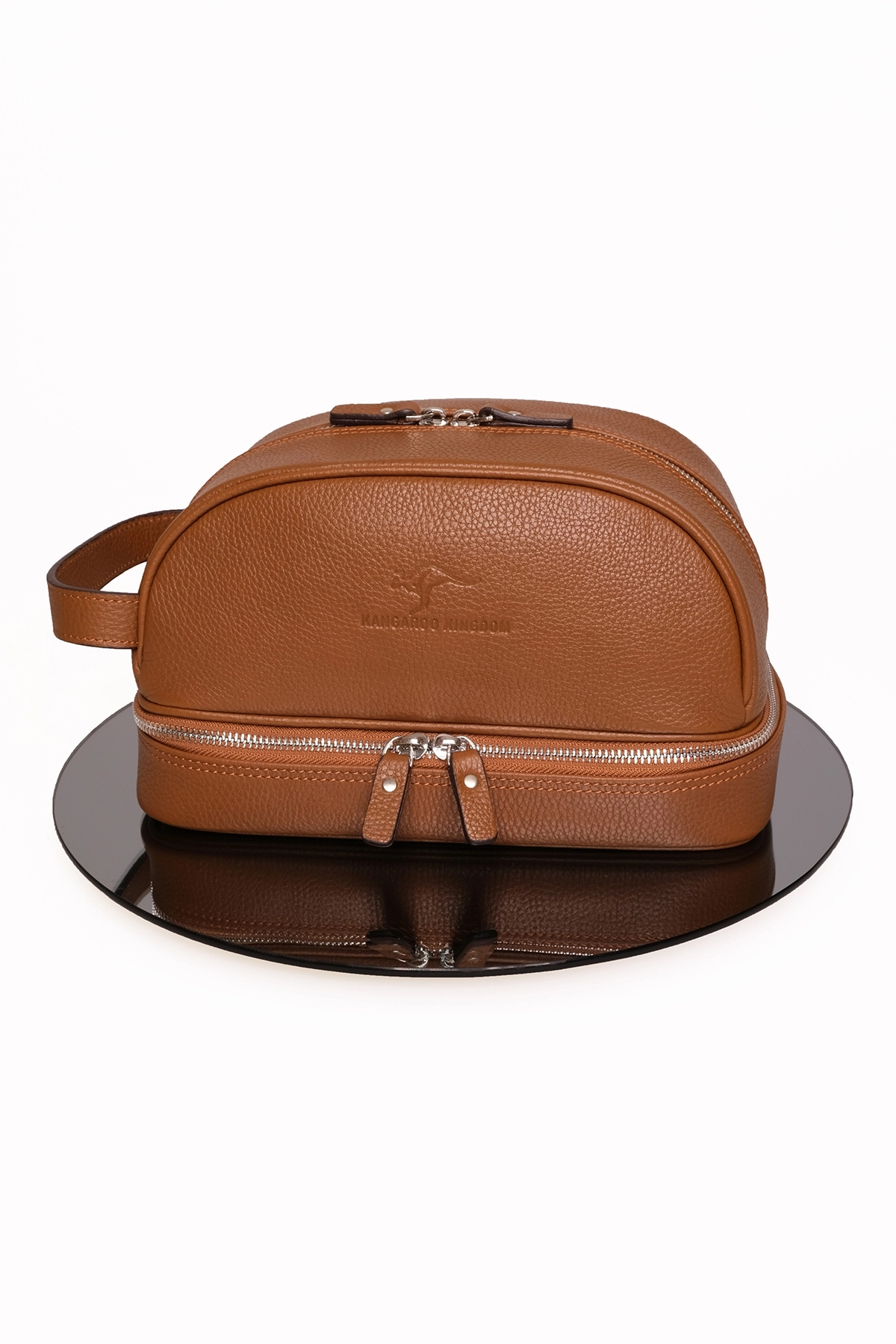 KANGAROO KINGDOM Seyahat Organizatörü Portföy El Çantası Hakiki Dana Derisi Taba 6577-FT