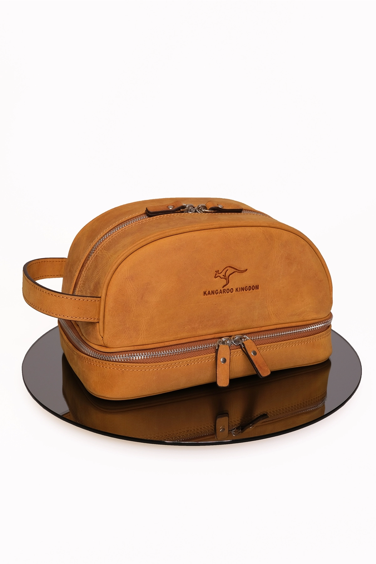 KANGAROO KINGDOM Seyahat Organizatörü Portföy El Çantası Hakiki Deri Crazy Horse 6577-ZAT