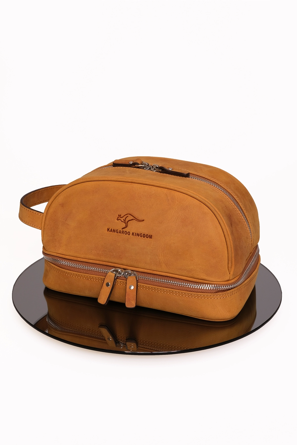 KANGAROO KINGDOM Seyahat Organizatörü Portföy El Çantası Hakiki Deri Crazy Horse 6577-ZAT