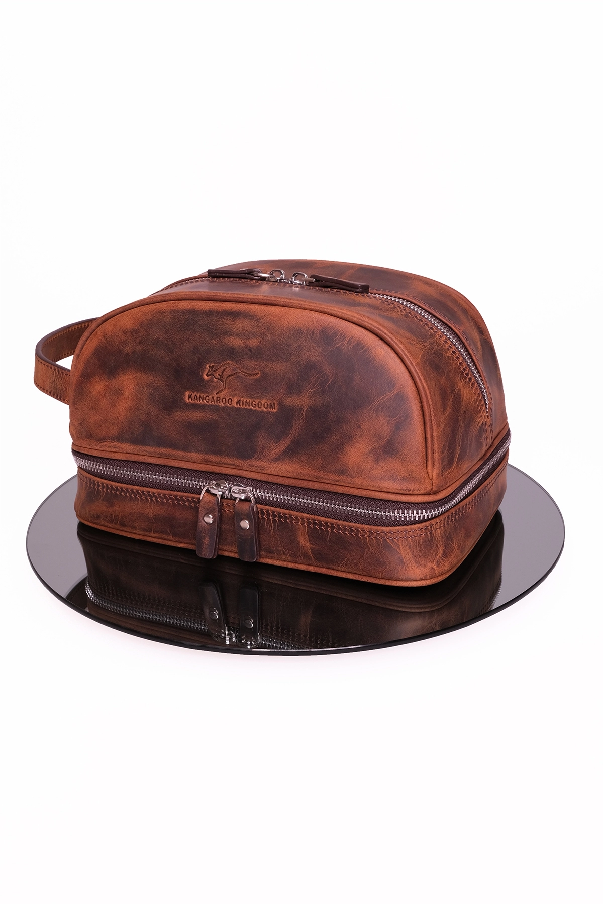 KANGAROO KINGDOM Seyahat Organizatörü Portföy El Çantası Hakiki Deri Crazy Horse 6577-ZKT