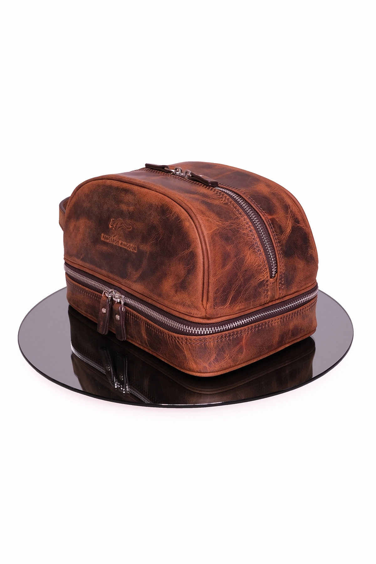 KANGAROO KINGDOM Seyahat Organizatörü Portföy El Çantası Hakiki Deri Crazy Horse 6577-ZKT