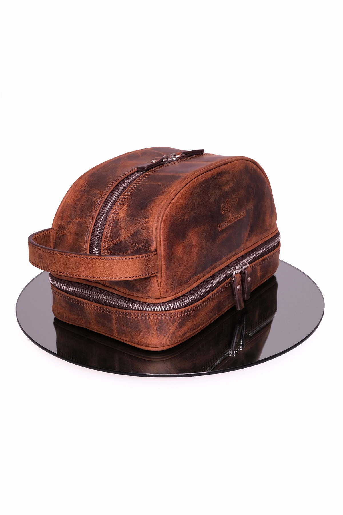 KANGAROO KINGDOM Seyahat Organizatörü Portföy El Çantası Hakiki Deri Crazy Horse 6577-ZKT