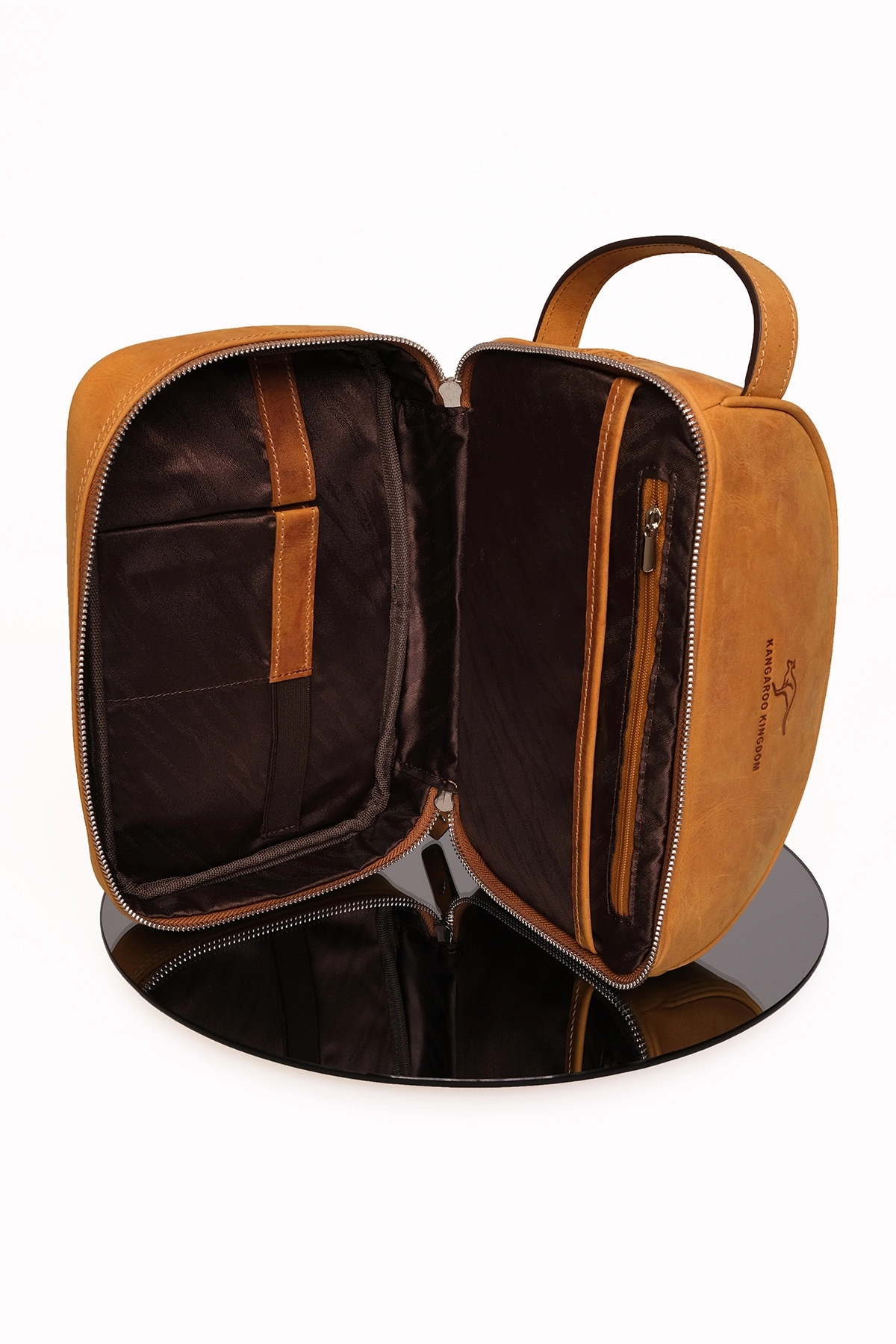 KANGAROO KINGDOM Seyahat Organizatörü Portföy El Çantası Hakiki Deri Crazy Horse 6577-ZAT