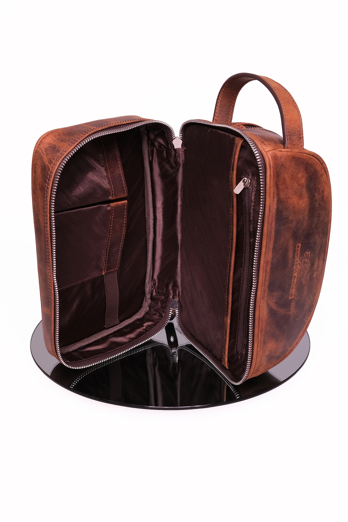 KANGAROO KINGDOM Seyahat Organizatörü Portföy El Çantası Hakiki Deri Crazy Horse 6577-ZKT