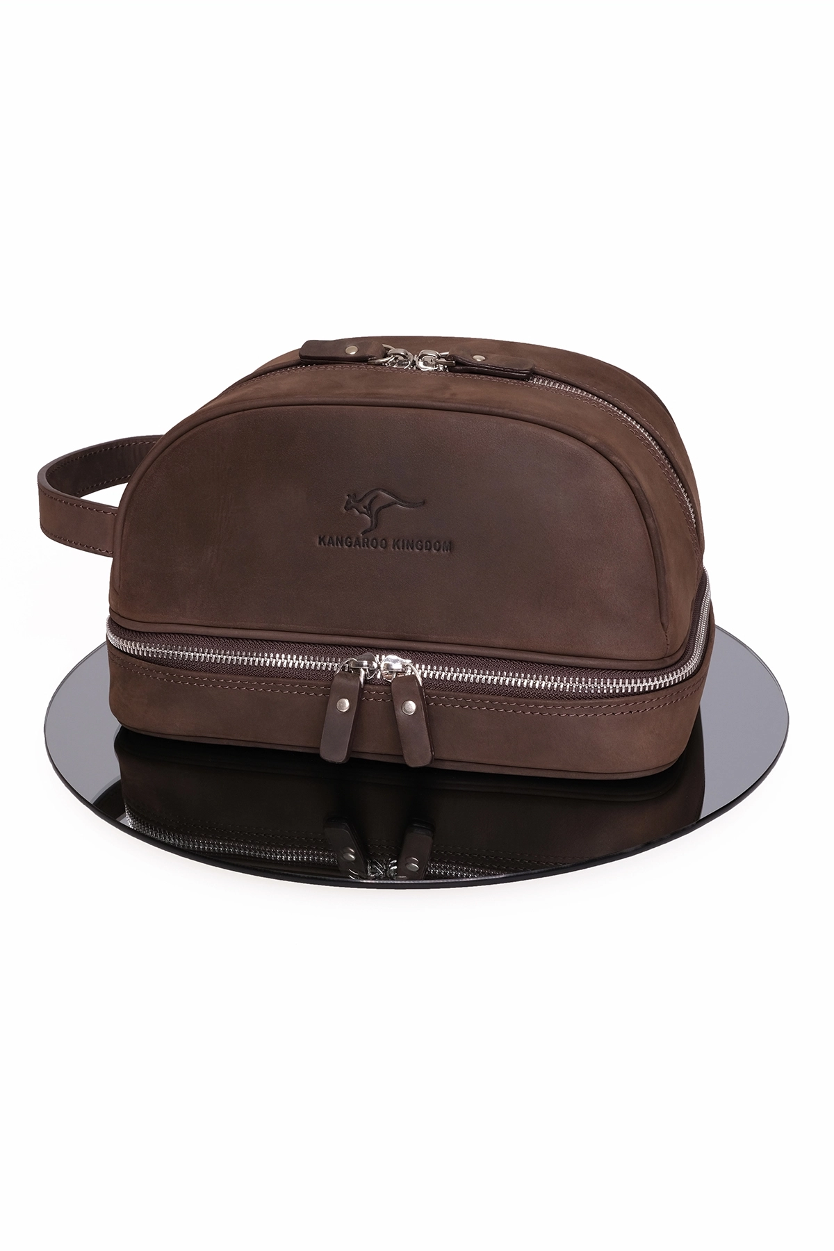 KANGAROO KINGDOM Seyahat Organizatörü Portföy El Çantası Hakiki Deri Kahverengi Crazy Horse 6577-ZK