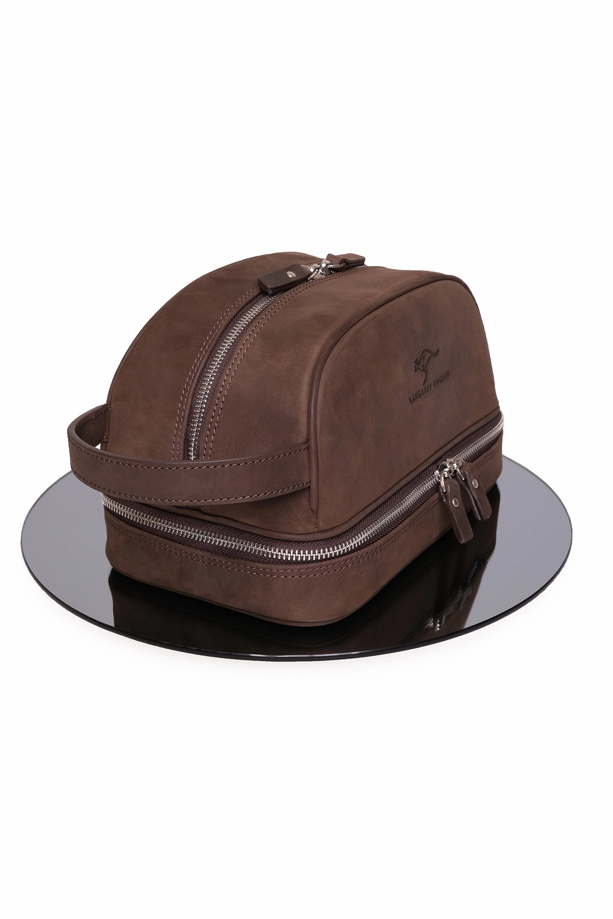 KANGAROO KINGDOM Seyahat Organizatörü Portföy El Çantası Hakiki Deri Kahverengi Crazy Horse 6577-ZK