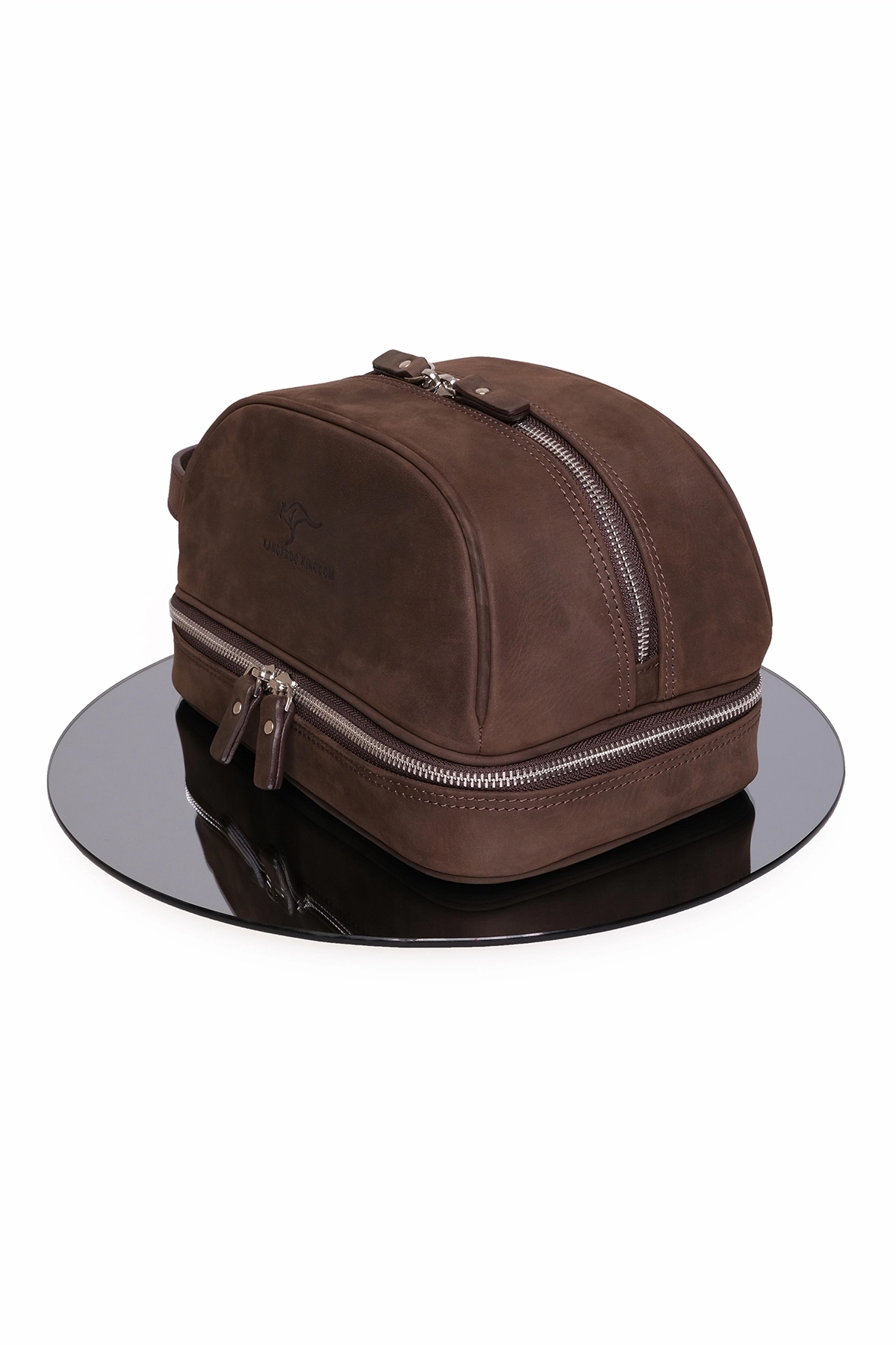 KANGAROO KINGDOM Seyahat Organizatörü Portföy El Çantası Hakiki Deri Kahverengi Crazy Horse 6577-ZK