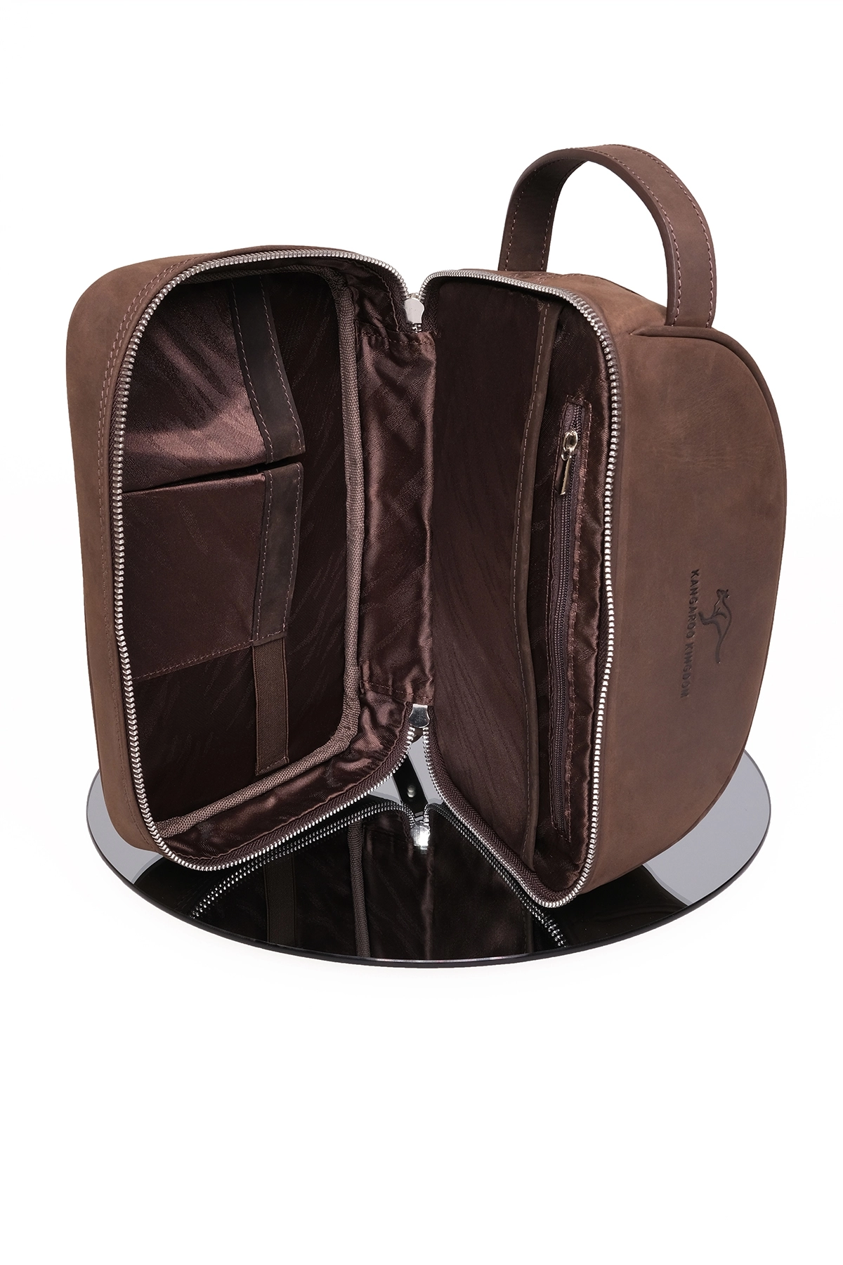 KANGAROO KINGDOM Seyahat Organizatörü Portföy El Çantası Hakiki Deri Kahverengi Crazy Horse 6577-ZK