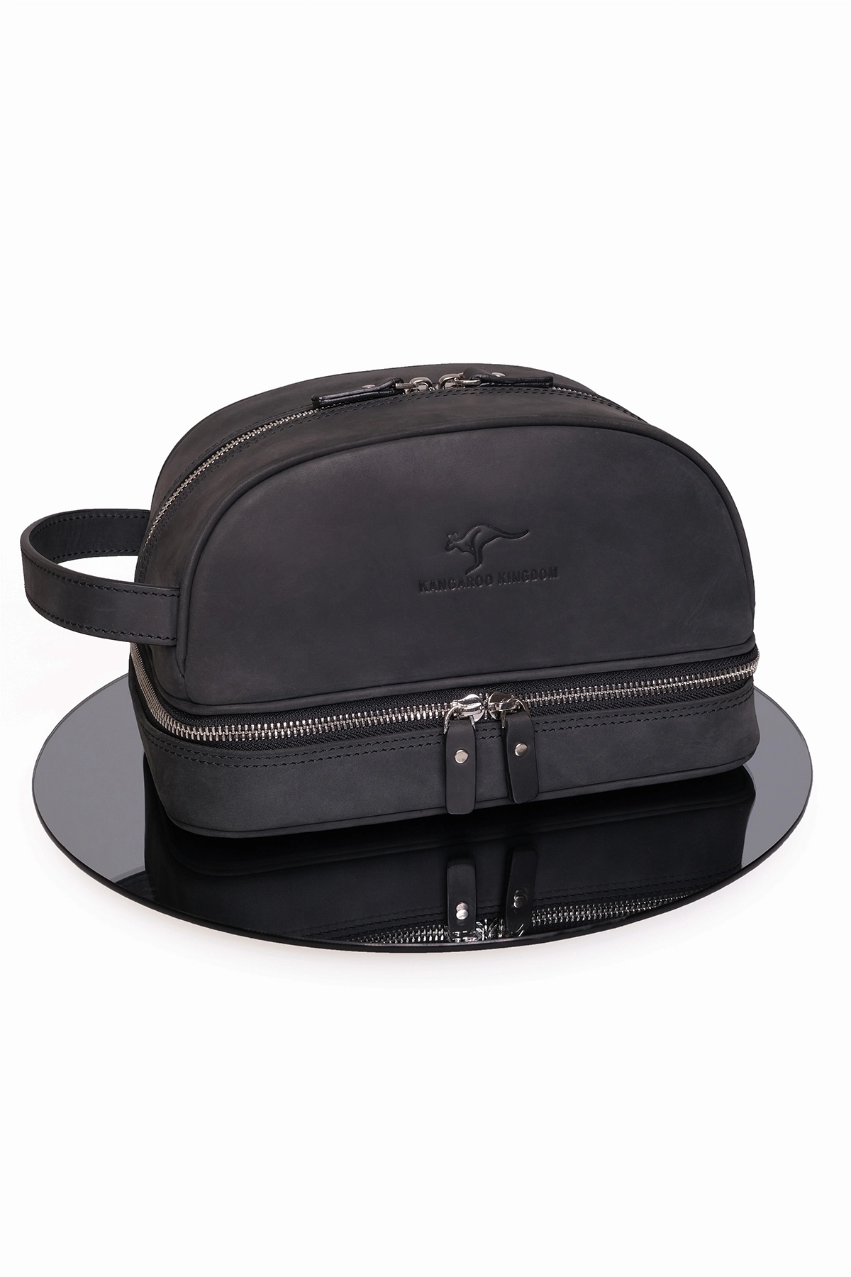 KANGAROO KINGDOM Seyahat Organizatörü Portföy El Çantası Hakiki Deri Crazy Horse 6577-ZS