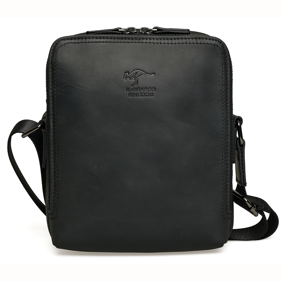 Siyah Erkek Omuz ve Postacı Çantası Crazy Horse Hakiki Dana Derisi 6688-ZS Kangaroo Kingdom