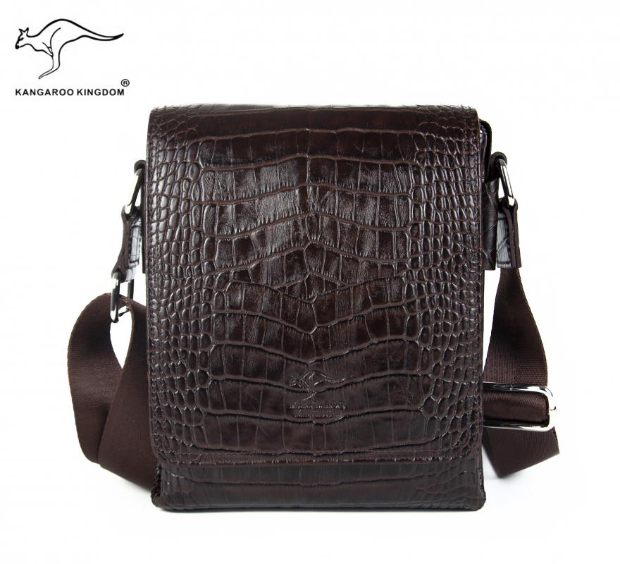 KANGAROO KINGDOM Hakiki Dana Deri Koyu Kahverengi Erkek Postacı Çantası 5512-K
